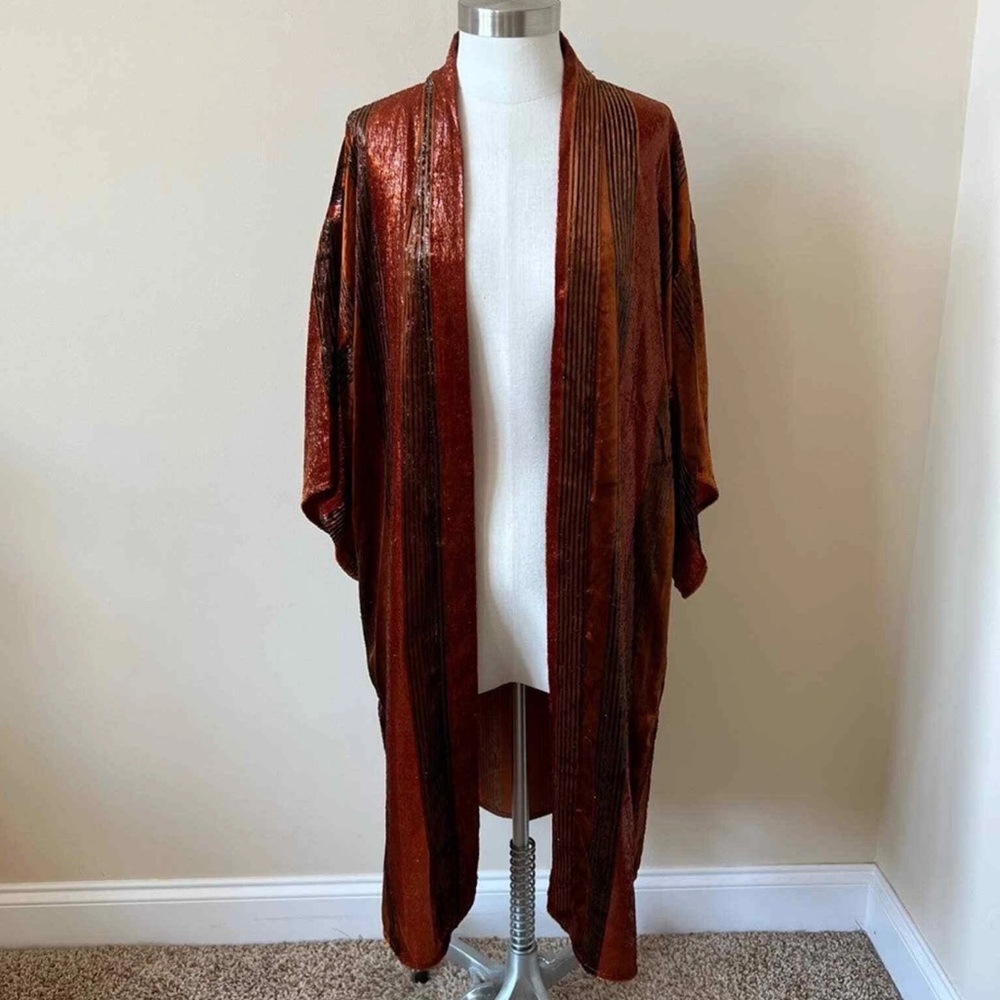 Anthropologie Brown Velvet Cape with Kimono Sleeves